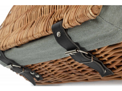 Basket, 14 inch EMPTY WICKER HAMPER BASKET - DOUBLE STEAMED - GREY SAGE LINING