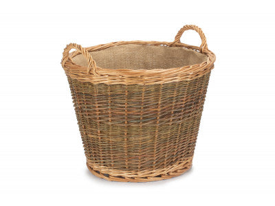 Basket, UNPEELED WILLOW LOG BASKET with LINING