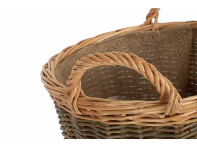 Basket, SMALL UNPEELED WILLOW LOG BASKET with LINING