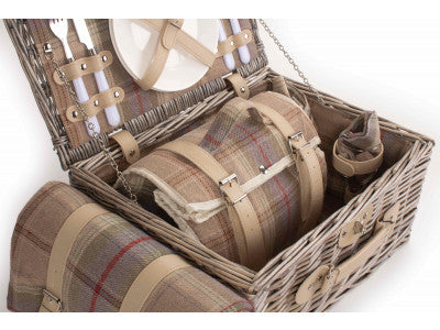 Basket, 2 PERSON LAVENDER TARTAN HAMPER