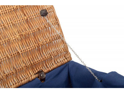 "Basket, 28" DOUBLE STEAMED ROPE HANDLED TRUNK with NAVY BLUE LINING"