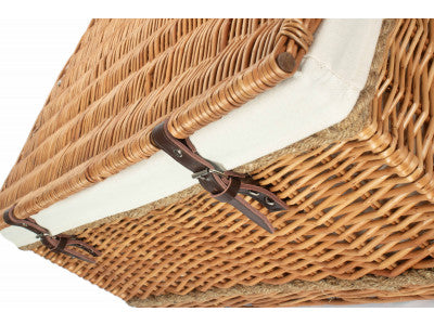 "Basket, 28" DOUBLE STEAMED ROPE HANDLED TRUNK with WHITE LINING"