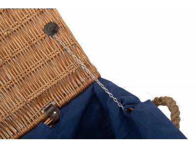 "Basket, 24" DOUBLE STEAMED ROPE HANDLED TRUNK with NAVY BLUE LINING"