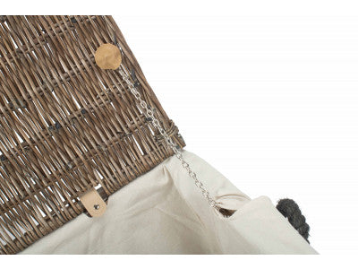 "Basket, 24" ANTIQUE WASH ROPE HANDLED TRUNK with WHITE LINING"