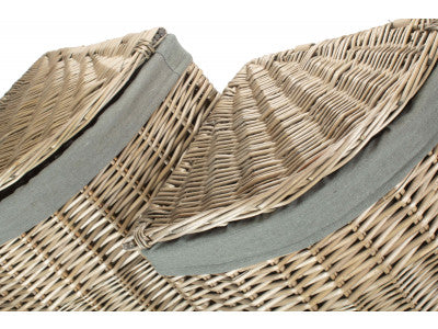 Basket, Set of 2 ANTIQUE WASH CORNER LAUNDRY BASKET with GREY SAGE LINING