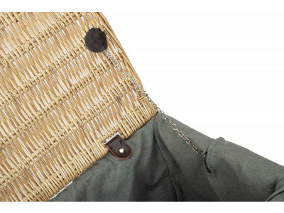 "Basket, 16" BUFF HAMPER with GREY SAGE LINING"