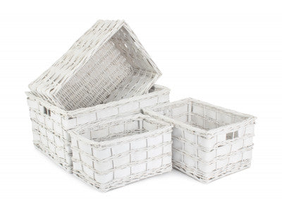 Basket, WHITE SCANDI STORAGE BASKETS SET 4 - UNLINED