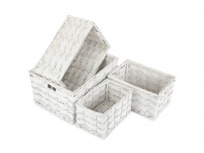 Basket, WHITE SCANDI STORAGE BASKETS SET 4 - UNLINED