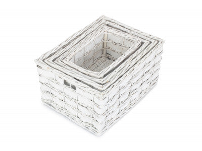 Basket, WHITE SCANDI STORAGE BASKETS SET 4 - UNLINED