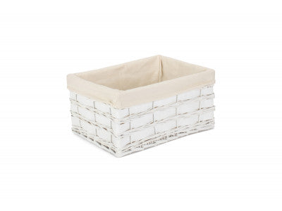 Basket, LARGE WHITE SCANDI STORAGE BASKET with WHITE LINING