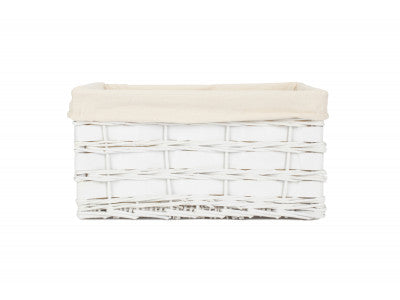 Basket, LARGE WHITE SCANDI STORAGE BASKET with WHITE LINING