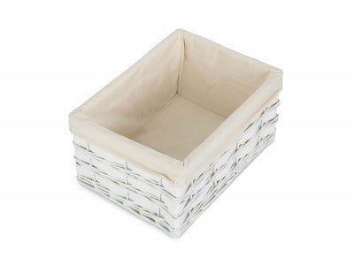 Basket, LARGE WHITE SCANDI STORAGE BASKET with WHITE LINING
