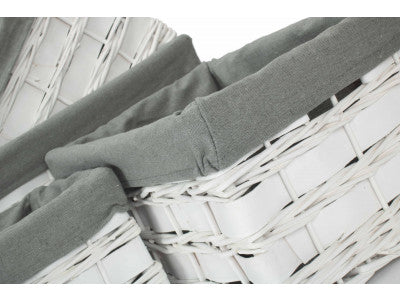 Basket, Set of 4 WHITE SCANDI STORAGE BASKET with GREY SAGE LINING