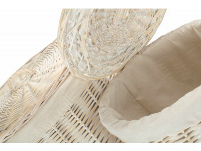 Basket, Set of 2 ROUND WHITE WASH LAUNDRY HAMPER with WHITE LINING