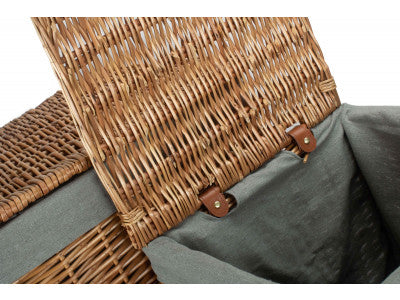 Basket, Set of 2 LIGHT STEAMED SQUARE LAUNDRY BASKET with GREY SAGE LINING