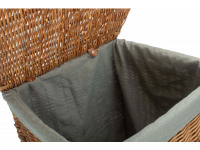 Basket, LIGHT STEAMED LARGE SQUARE LAUNDRY BASKET with GREY SAGE LINING
