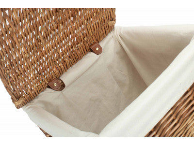 Basket, LIGHT STEAMED SMALL SQUARE LAUNDRY BASKET with WHITE LINING