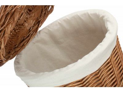 Basket, SMALL LIGHT STEAMED ROUND LINEN BASKET with WHITE LINING