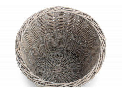 Basket, GREY WASH ROUND BIN 30 x 30cm