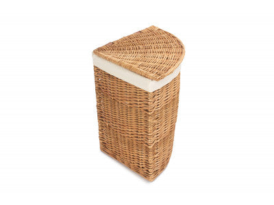 Basket, SMALL LIGHT STEAMED CORNER LINEN BASKET with WHITE LINING