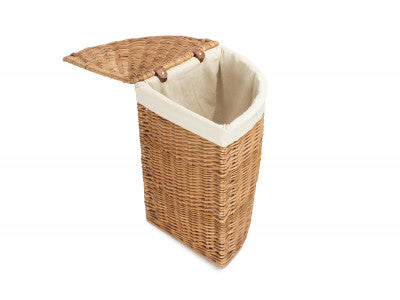 Basket, SMALL LIGHT STEAMED CORNER LINEN BASKET with WHITE LINING