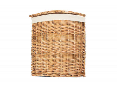 Basket, SMALL LIGHT STEAMED CORNER LINEN BASKET with WHITE LINING