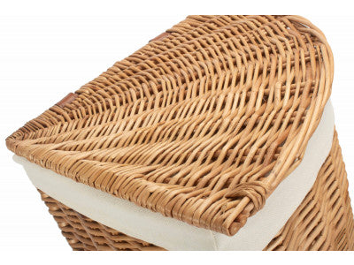 Basket, SMALL LIGHT STEAMED CORNER LINEN BASKET with WHITE LINING