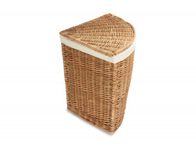 Basket, LARGE LIGHT STEAMED CORNER LINEN BASKET with WHITE LINING