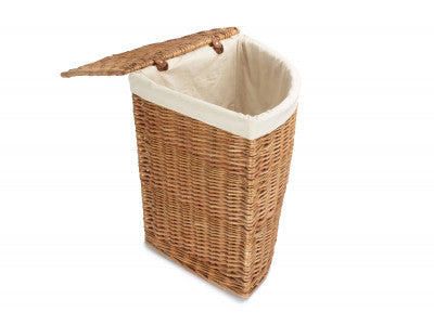 Basket, LARGE LIGHT STEAMED CORNER LINEN BASKET with WHITE LINING