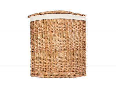 Basket, LARGE LIGHT STEAMED CORNER LINEN BASKET with WHITE LINING