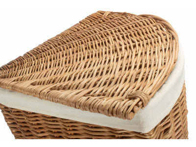 Basket, LARGE LIGHT STEAMED CORNER LINEN BASKET with WHITE LINING
