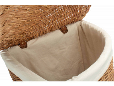 Basket, LARGE LIGHT STEAMED CORNER LINEN BASKET with WHITE LINING