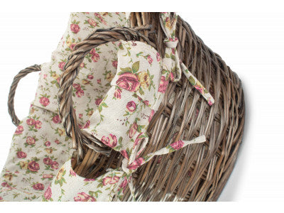 Basket, ANTIQUE FINISH WASH BASKET with GARDEN ROSE LINING