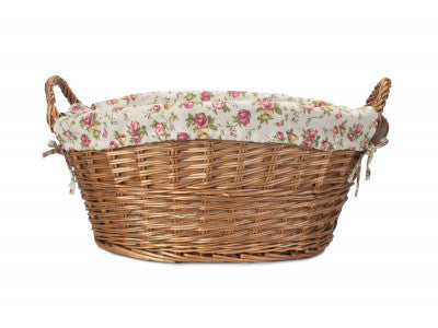 Basket, LIGHT STEAMED WASH BASKET with GARDEN ROSE LINING