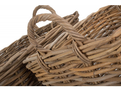 Basket, Set of 2 RECTANGULAR GREY RATTAN FLOOR STORAGE