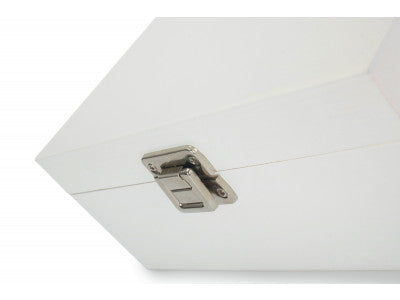 "Basket, 9" SQUARE WHITE WOODEN BOX"