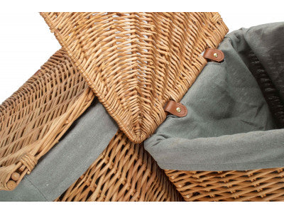 Basket, Set of 2 LIGHT STEAMED CORNER LINEN BASKET with GREY SAGE LINING