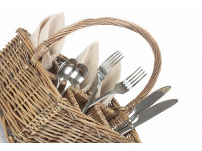 Basket, ANTIQUE WASH RECTANGULAR 6 SECTION CUTLERY BASKET