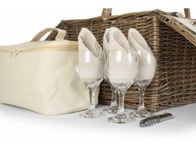 Basket, ANTIQUE WASH LIDDED 4 PERSON HAMPER
