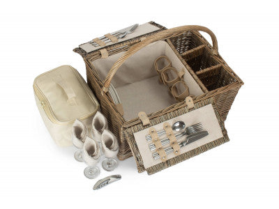Basket, ANTIQUE WASH LIDDED 4 PERSON HAMPER