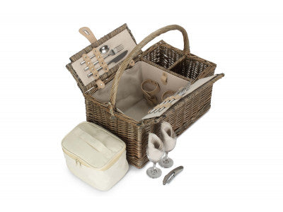 Basket, ANTIQUE WASH LIDDED 2 PERSON HAMPER