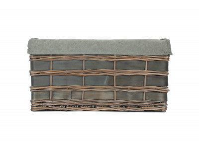 Basket, LARGE GREY SCANDI STORAGE BASKET with GREY SAGE LINING