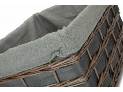 Basket, LARGE GREY SCANDI STORAGE BASKET with GREY SAGE LINING