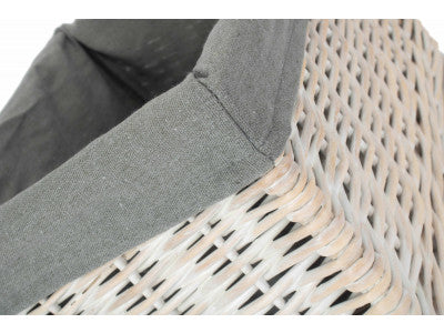 Basket, MEDIUM WHITE WASH STORAGE BASKET with GREY SAGE LINING