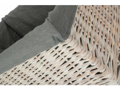 Basket, EXTRA LARGE WHITE WASH STORAGE BASKET with GREY SAGE LINING