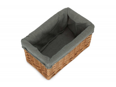 Basket, SMALL DOUBLE STEAMED STORAGE BASKET with GREY SAGE LINING