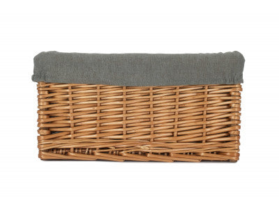 Basket, SMALL DOUBLE STEAMED STORAGE BASKET with GREY SAGE LINING