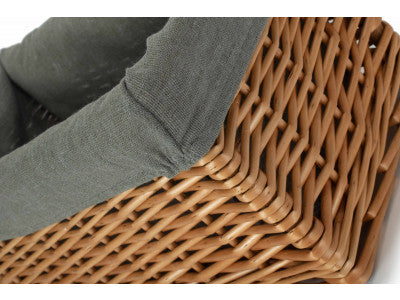 Basket, SMALL DOUBLE STEAMED STORAGE BASKET with GREY SAGE LINING