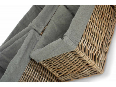 Basket, Set of 4 ANTIQUE WASH STORAGE BASKETS with GREY SAGE LINING