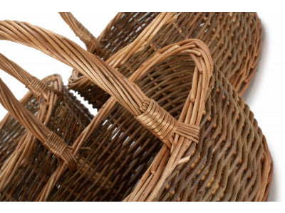 Basket, Set of 3 OVAL UNPEELED WILLOW SHOPPERS